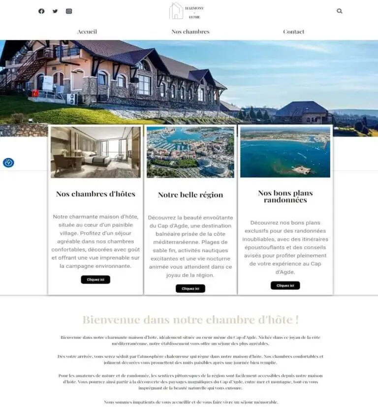 Exemple de site web pour gîte et chambres d'hôtes WordPress avec réservation en ligne