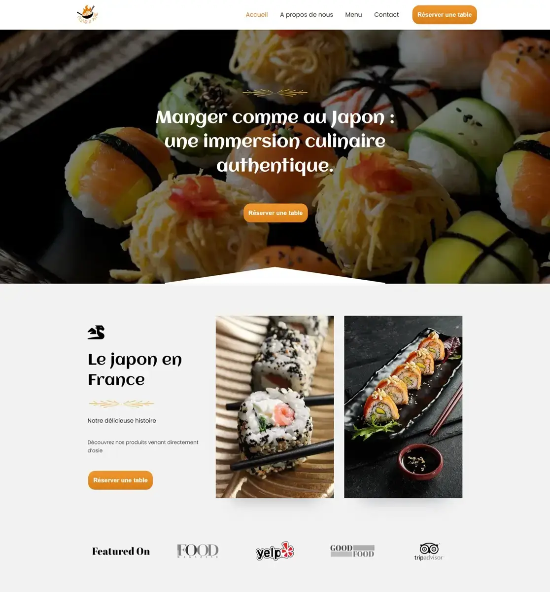 Exemple de site web pour restaurant asiatique vitrine WordPress menu et réservation