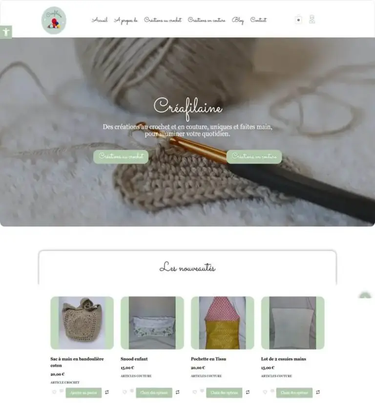 Exemple de site web e-commerce WordPress boutique crochet et couture