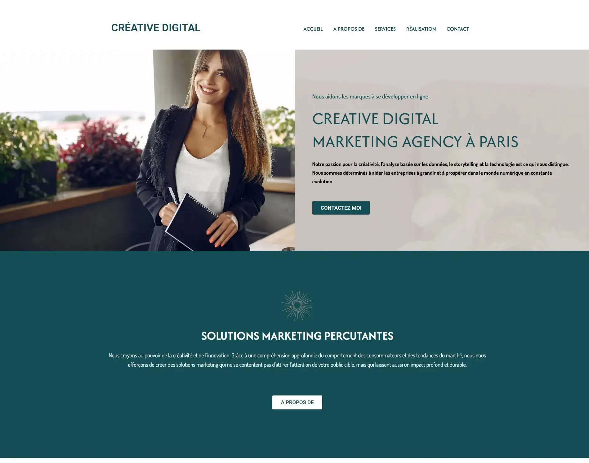 Exemple de site web pour agence web vitrine WordPress design créatif