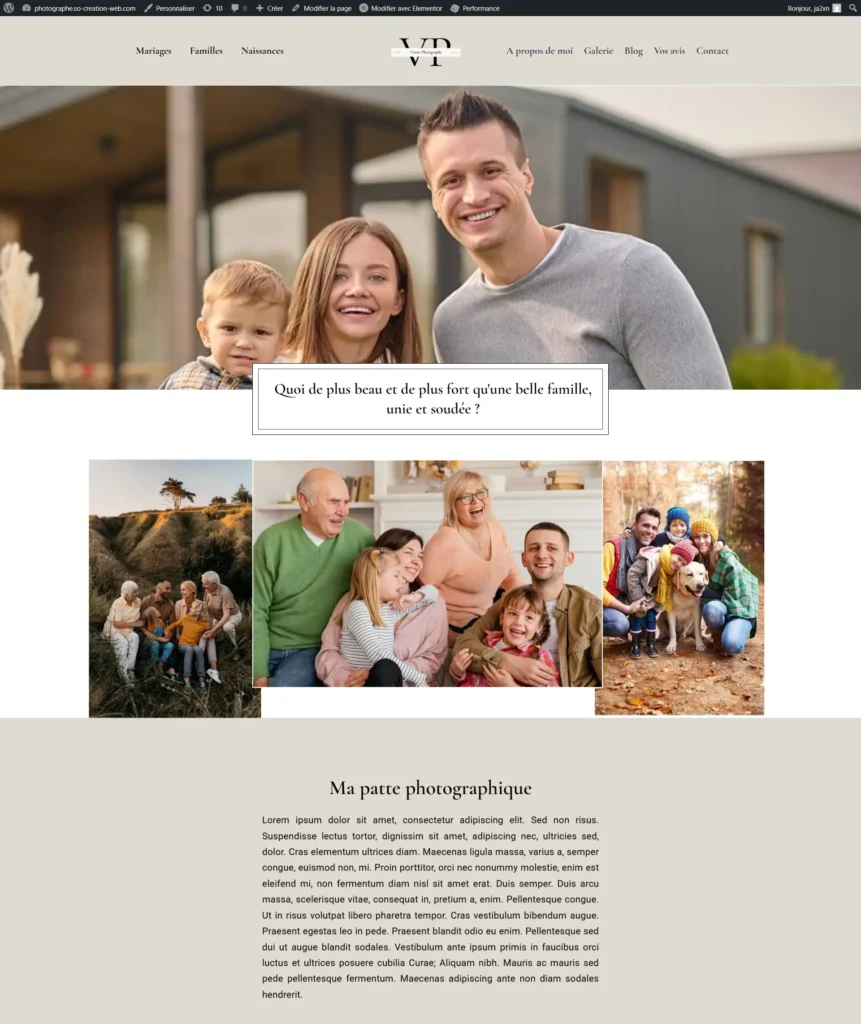 site prêt à l'emploi photographes photos de famille